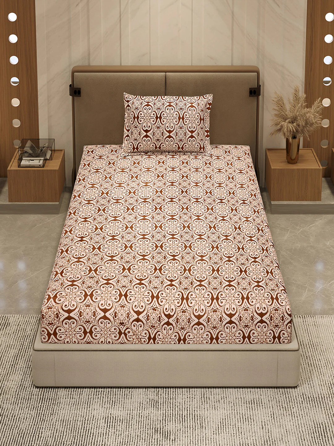 264 GSM Polyester Single Bed 1 Bedsheet with 1 Pillow Cover (Nixie Piece) - Image 3
