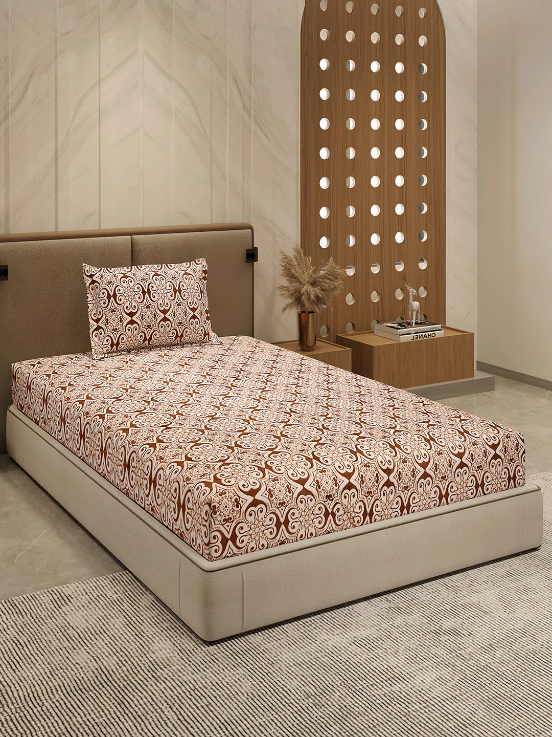 264 GSM Polyester Single Bed 1 Bedsheet with 1 Pillow Cover (Nixie Piece) - Image 4