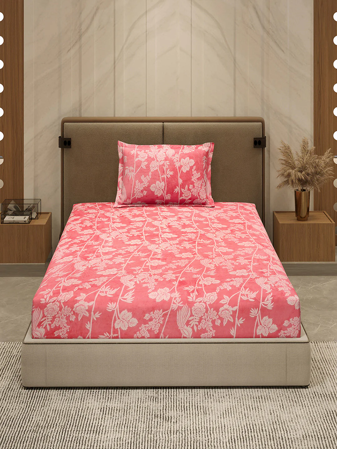 264 GSM Polyester Single Bed 1 Bedsheet with 1 Pillow Cover (Nixie Piece) - Image 2