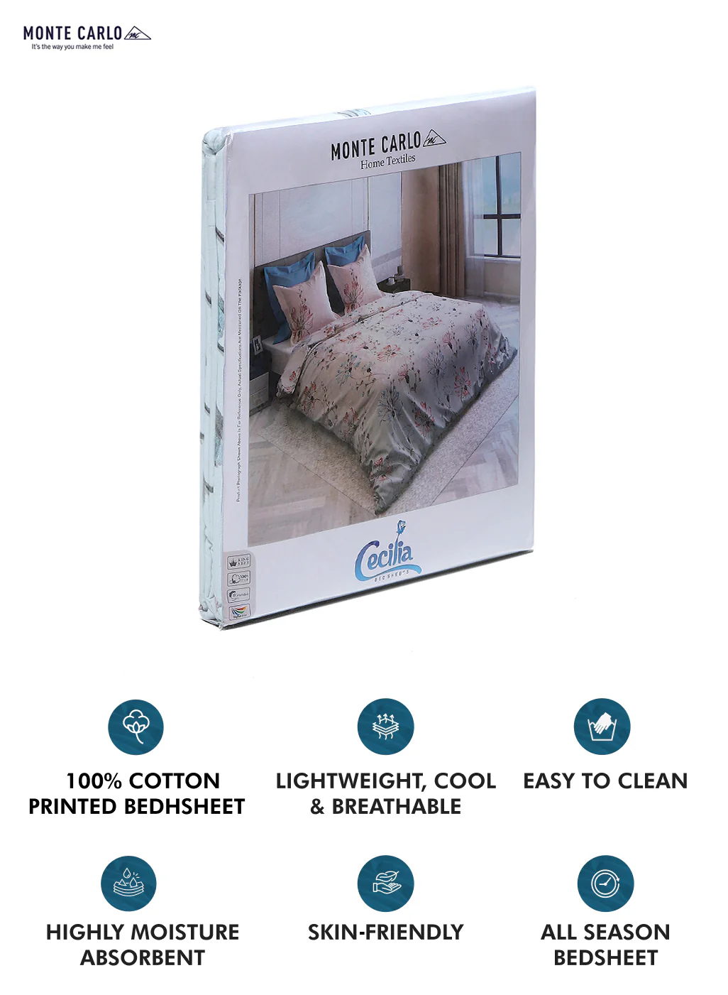 300 TC Cotton Double Bedsheet with 2 Pillow Covers - Image 9