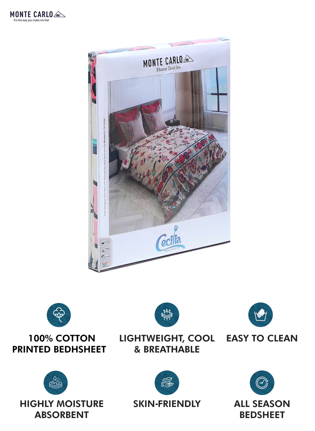 300 TC Cotton Double Bedsheet with 2 Pillow Covers - Image 9