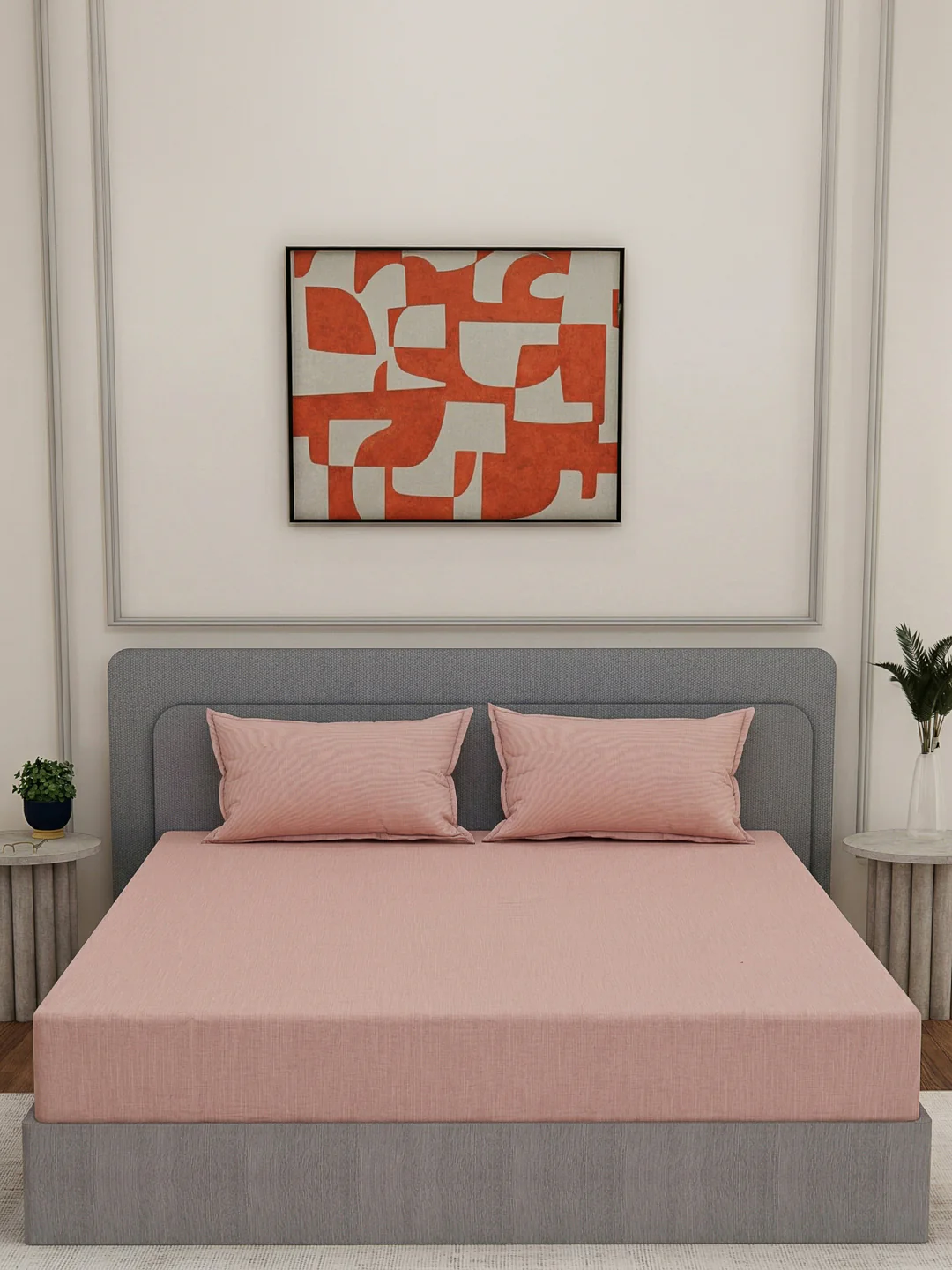 Luxury 300 TC Cotton Linen King Size Bedsheet with 2 Pillow Covers Eco Linen Collection - Image 3