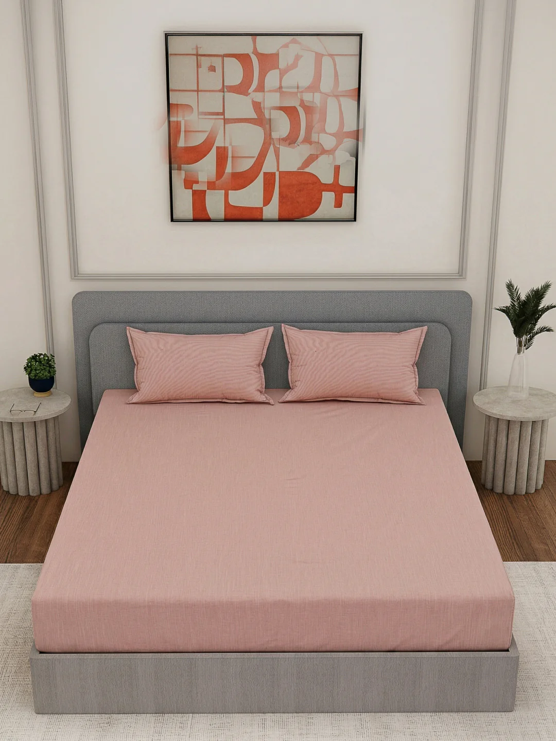 Luxury 300 TC Cotton Linen King Size Bedsheet with 2 Pillow Covers Eco Linen Collection - Image 4