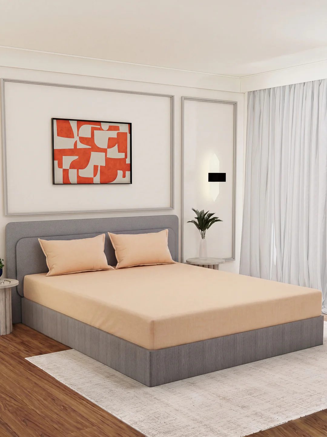 Luxury 300 TC Cotton Linen King Size Bedsheet with 2 Pillow Covers Eco Linen Collection - Image 2