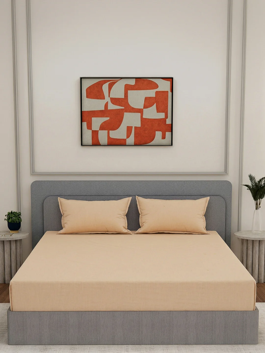 Luxury 300 TC Cotton Linen King Size Bedsheet with 2 Pillow Covers Eco Linen Collection - Image 3