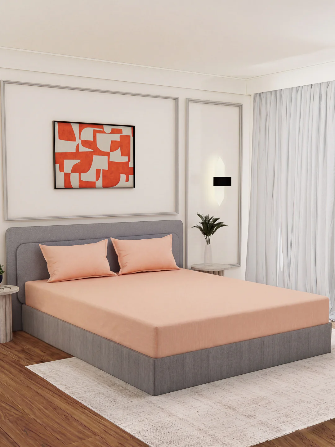 Luxury 300 TC Cotton Linen King Size Bedsheet with 2 Pillow Covers Eco Linen Collection - Image 2