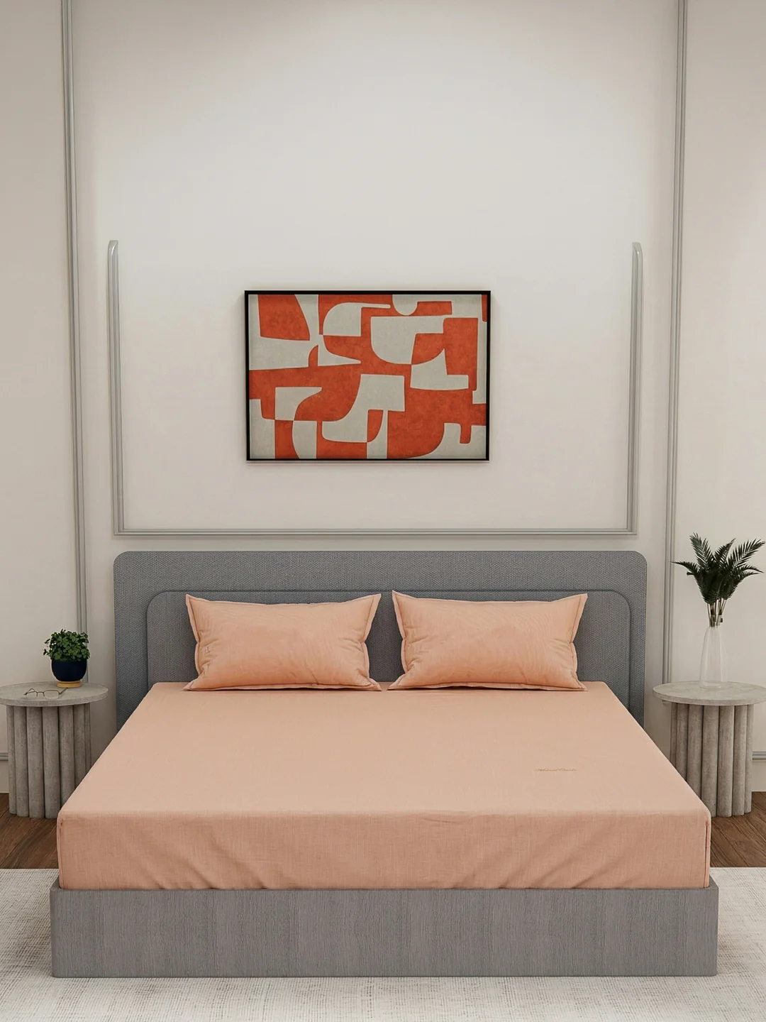 Luxury 300 TC Cotton Linen King Size Bedsheet with 2 Pillow Covers Eco Linen Collection - Image 3