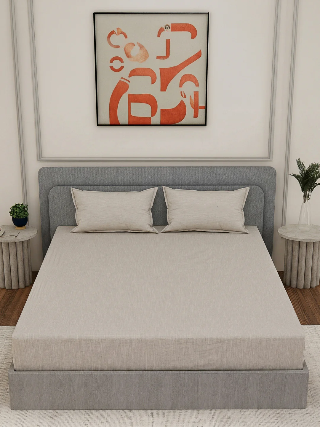 Luxury 300 TC Cotton Linen King Size Bedsheet with 2 Pillow Covers Eco Linen Collection - Image 4