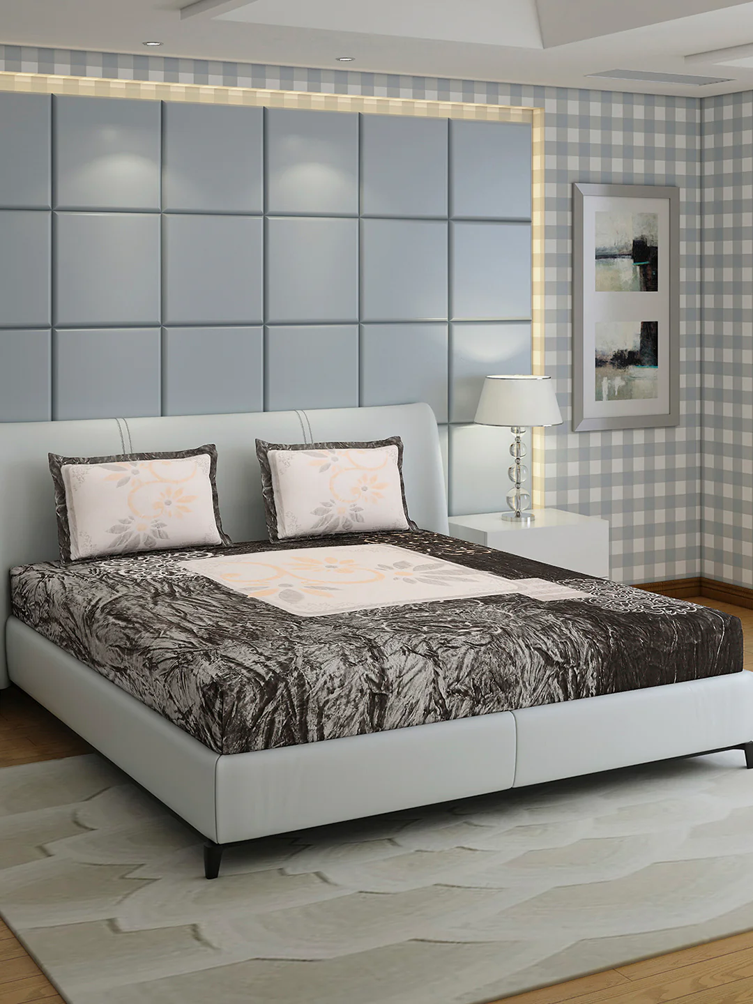 331 GSM Polyester Double Bed 1 Bedsheet with 2 Pillow Cover (Miranda) - Image 4