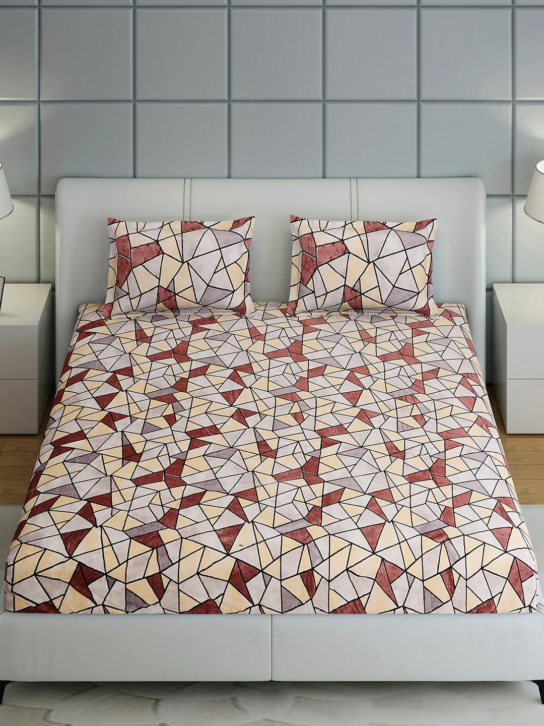 349 GSM Polyester King Bed 1 Bedsheet with 2 Pillow Cover (Carnival) - Image 3