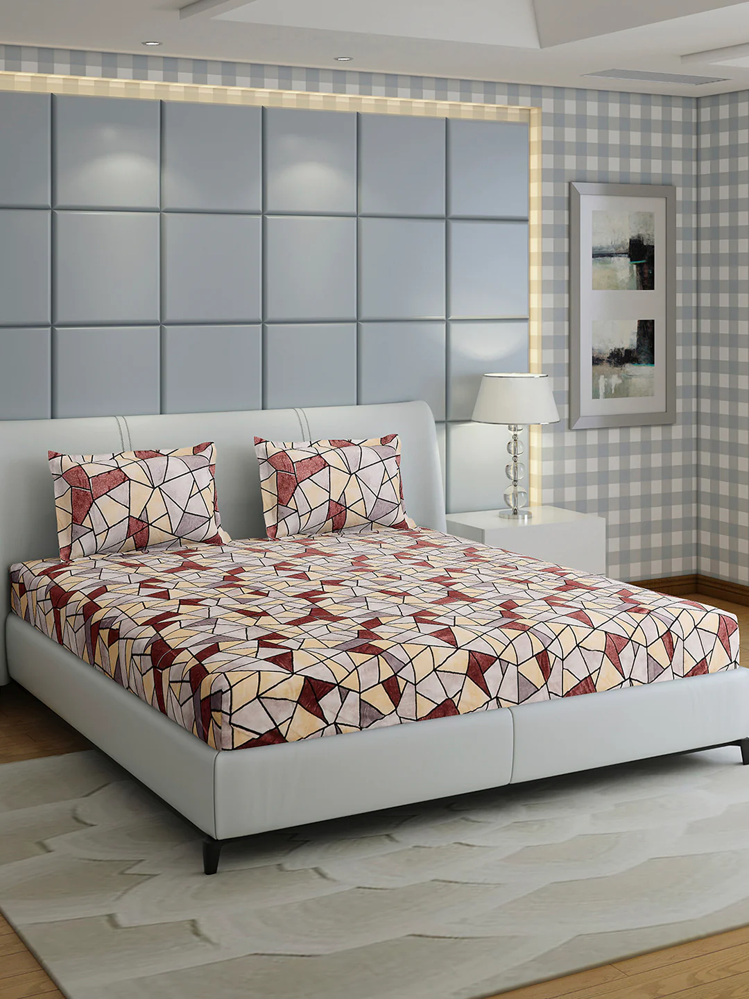 349 GSM Polyester King Bed 1 Bedsheet with 2 Pillow Cover (Carnival) - Image 4