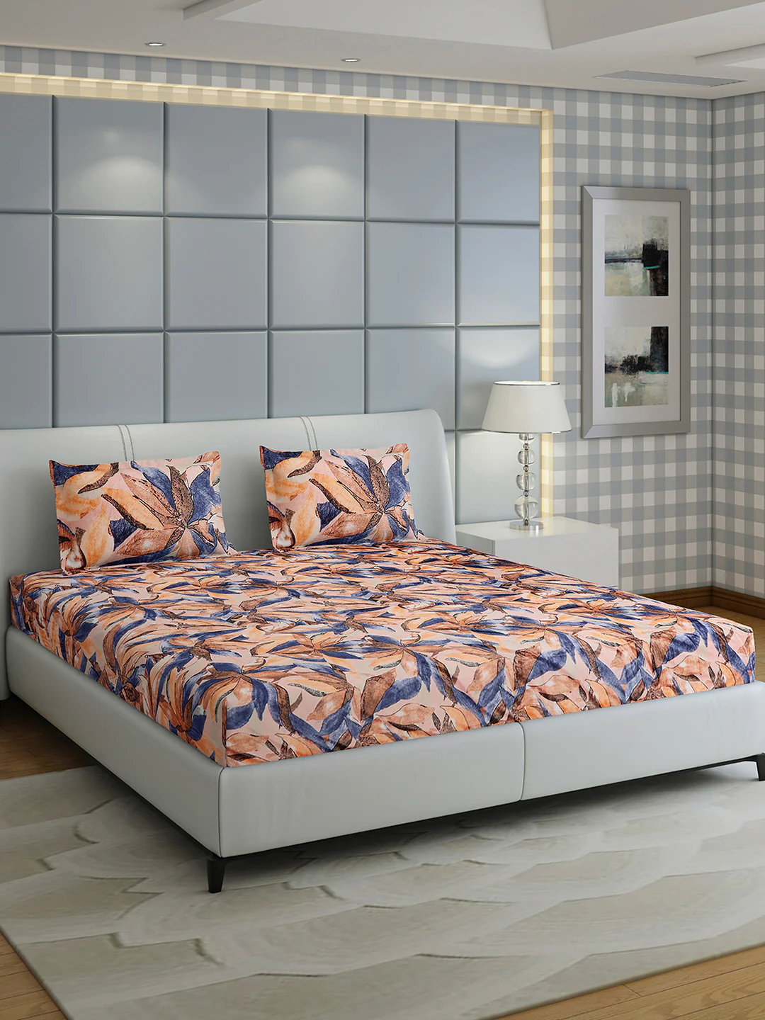 349 GSM Polyester King Bed 1 Bedsheet with 2 Pillow Cover (Carnival) - Image 4