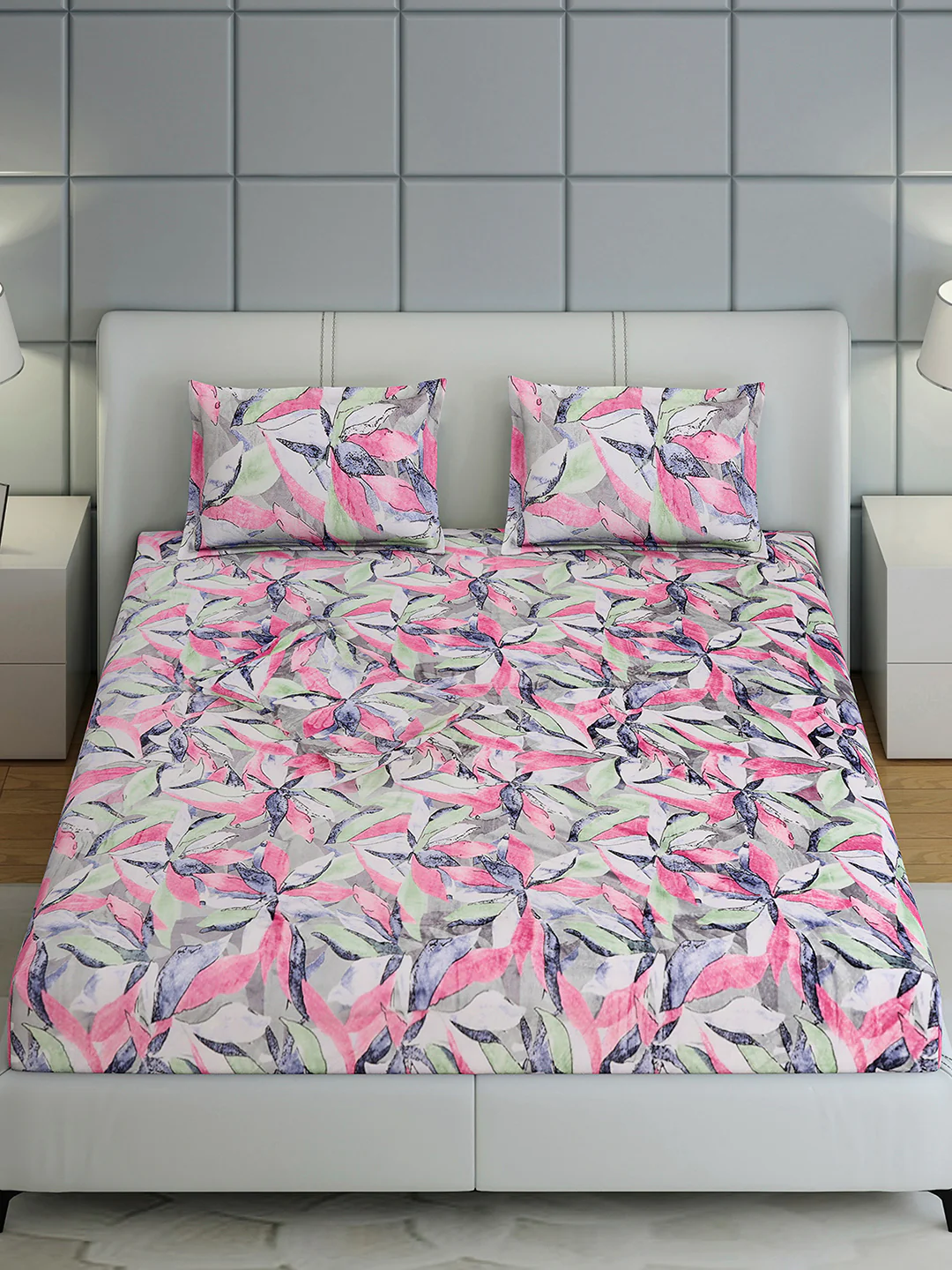 349 GSM Polyester King Bed 1 Bedsheet with 2 Pillow Cover (Carnival) - Image 3