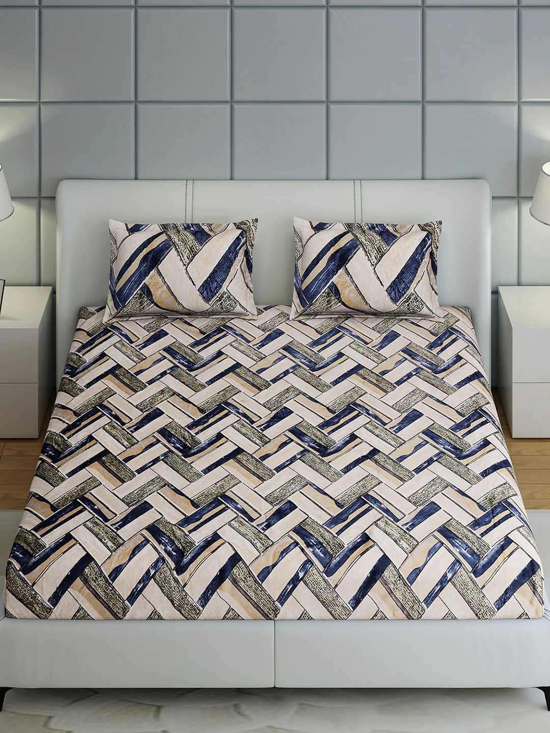 349 GSM Polyester King Bed 1 Bedsheet with 2 Pillow Cover (Carnival) - Image 3