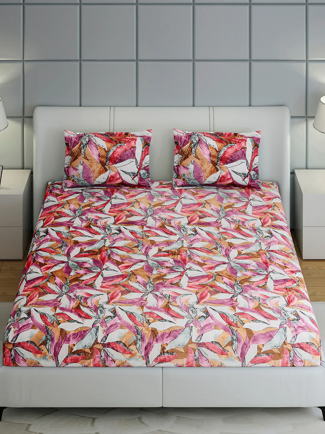 349 GSM Polyester King Bed 1 Bedsheet with 2 Pillow Cover (Carnival) - Image 3