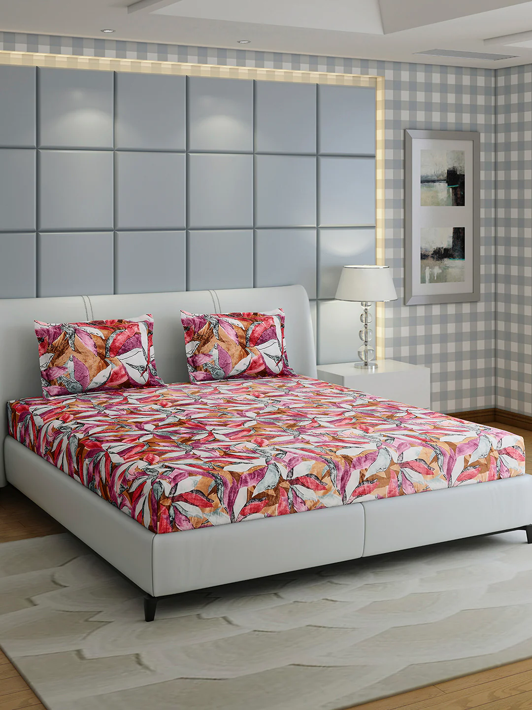 349 GSM Polyester King Bed 1 Bedsheet with 2 Pillow Cover (Carnival) - Image 4