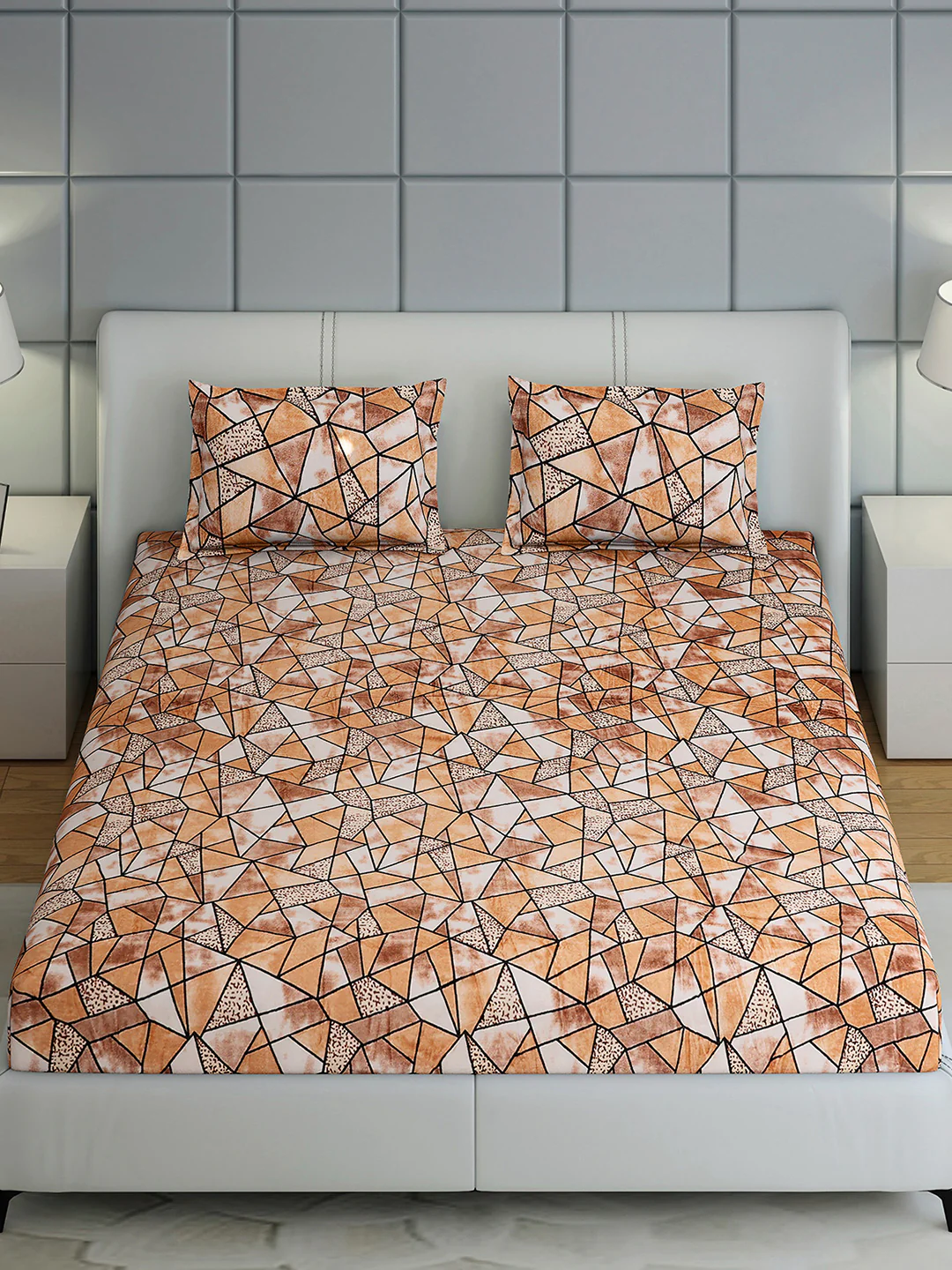 349 GSM Polyester King Bed 1 Bedsheet with 2 Pillow Cover (Carnival) - Image 3