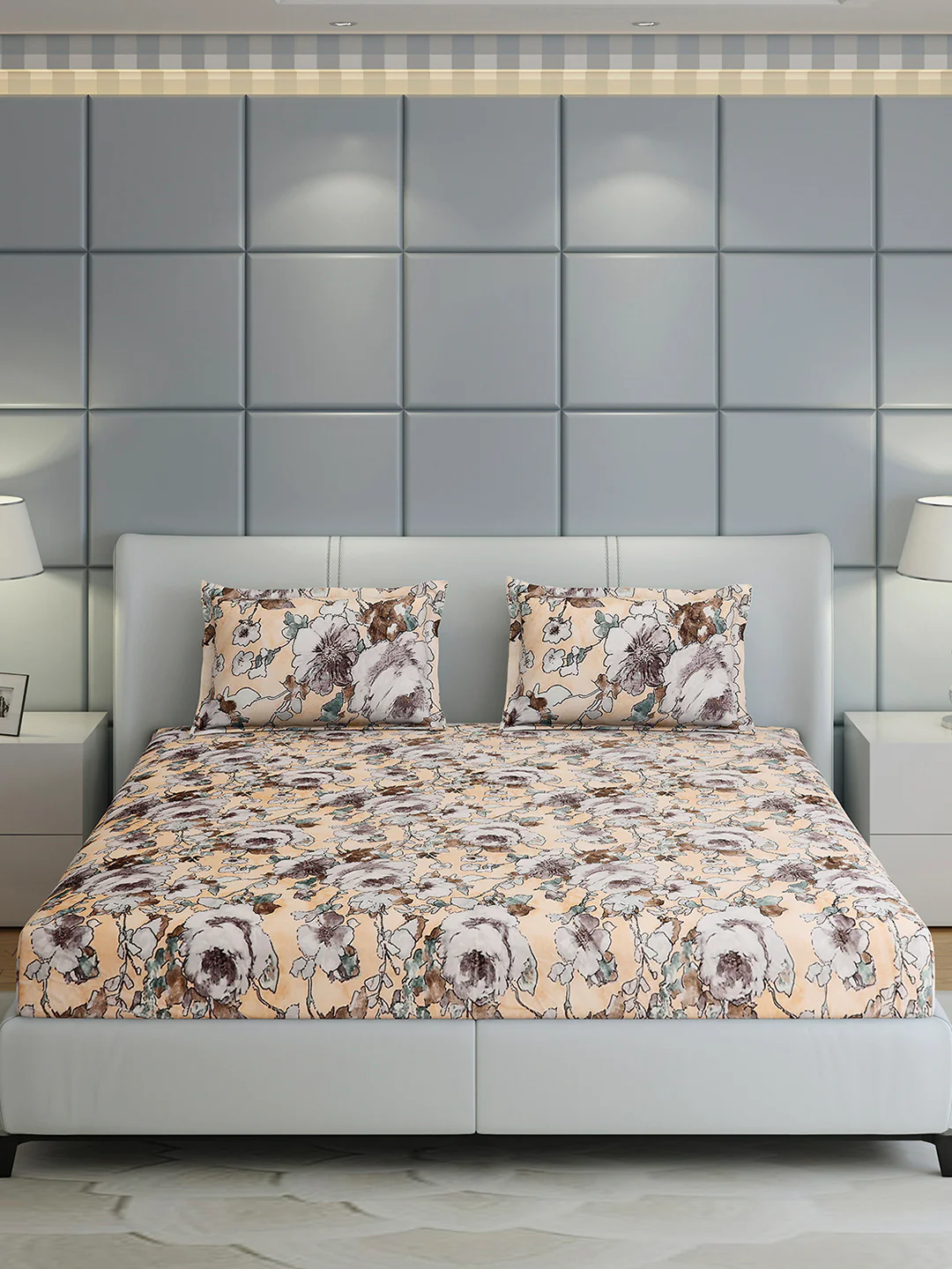 349 GSM Polyester King Bed 1 Bedsheet with 2 Pillow Cover (Carnival) - Image 2