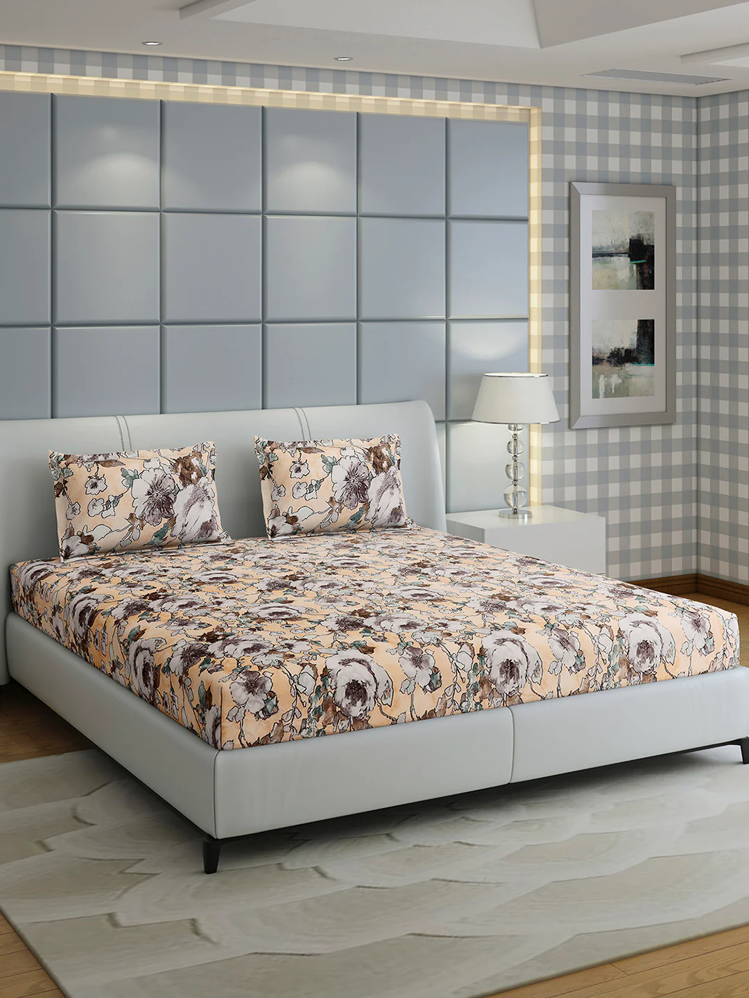 349 GSM Polyester King Bed 1 Bedsheet with 2 Pillow Cover (Carnival) - Image 4