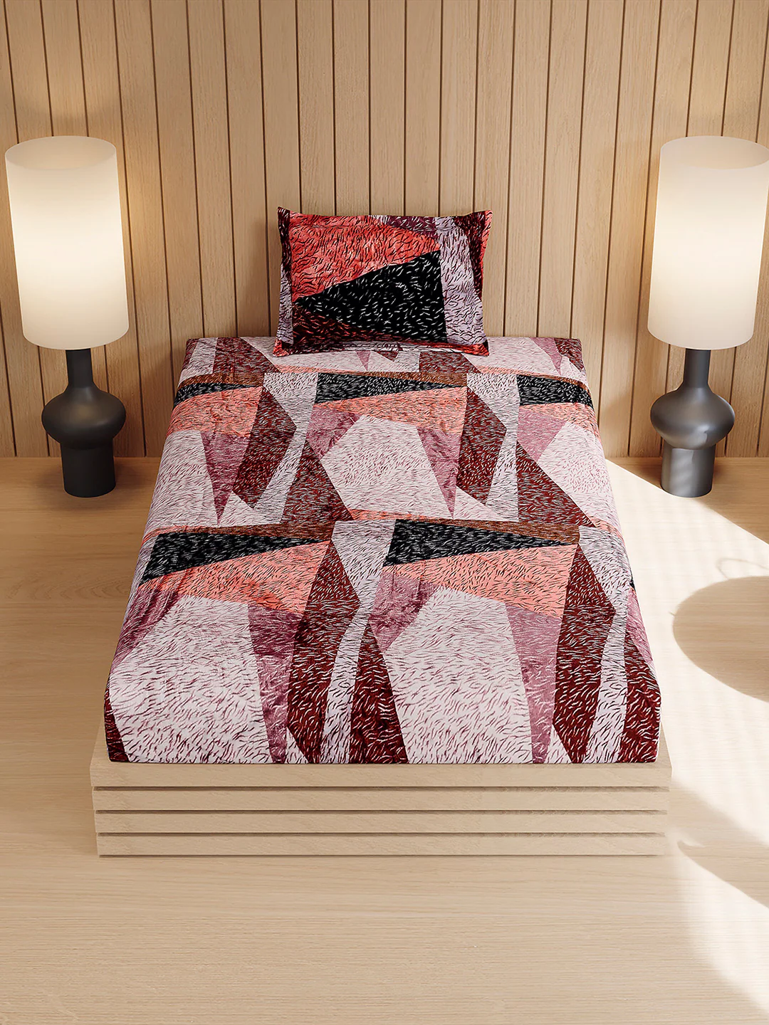 353 GSM Polyester Single Bed 1 Bedsheet with 1 Pillow Cover (Ira) - Image 3