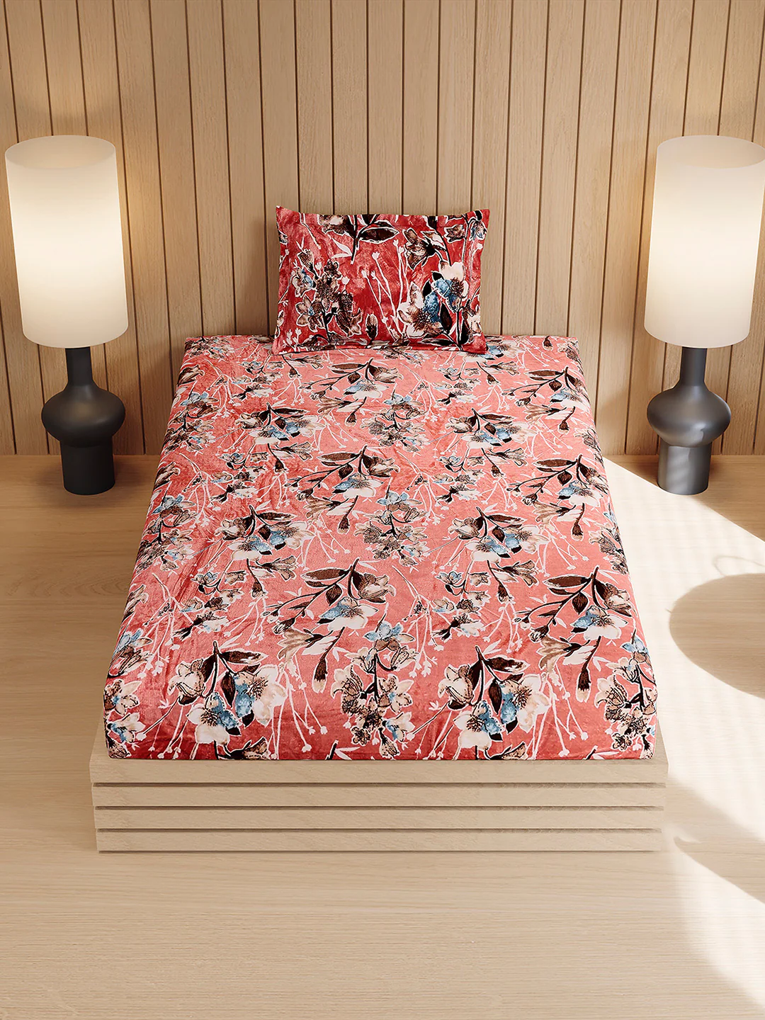 353 GSM Polyester Single Bed 1 Bedsheet with 1 Pillow Cover (Ira) - Image 3