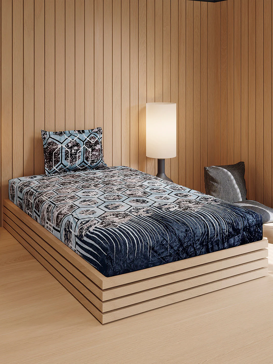 353 GSM Polyester Single Bed 1 Bedsheet with 1 Pillow Cover (Ira) - Image 4