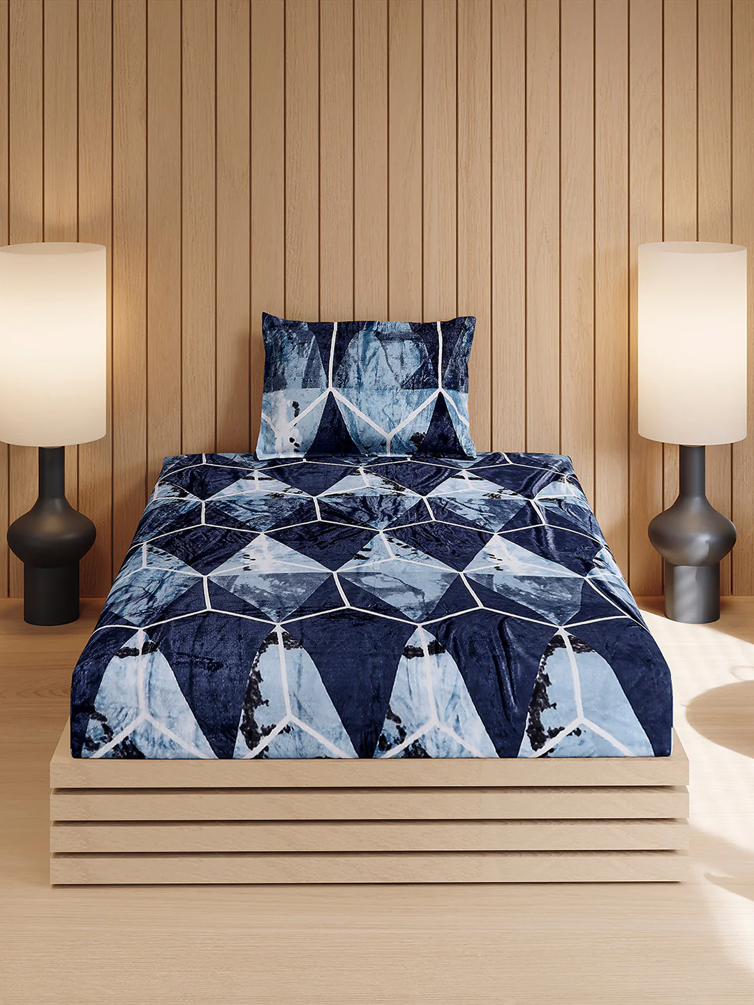 353 GSM Polyester Single Bed 1 Bedsheet with 1 Pillow Cover (Ira) - Image 2