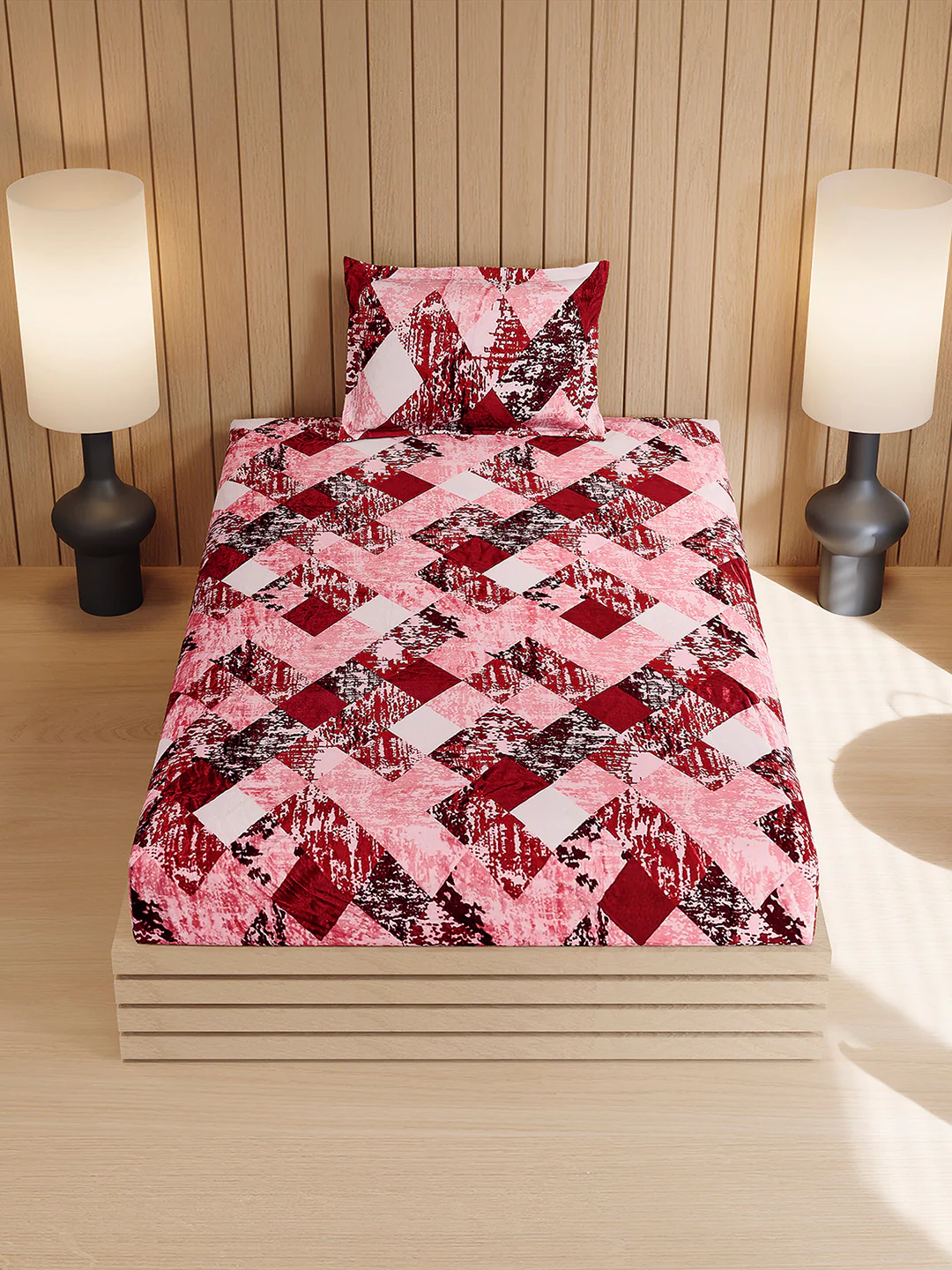 353 GSM Polyester Single Bed 1 Bedsheet with 1 Pillow Cover (Ira) - Image 3