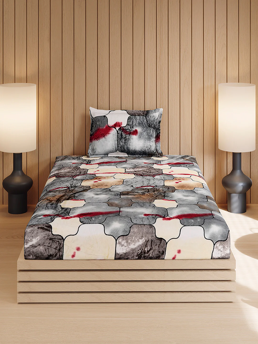 353 GSM Polyester Single Bed 1 Bedsheet with 1 Pillow Cover (Ira) - Image 2