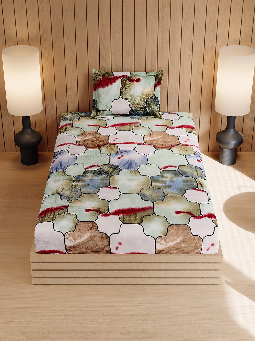 353 GSM Polyester Single Bed 1 Bedsheet with 1 Pillow Cover (Ira) - Image 3
