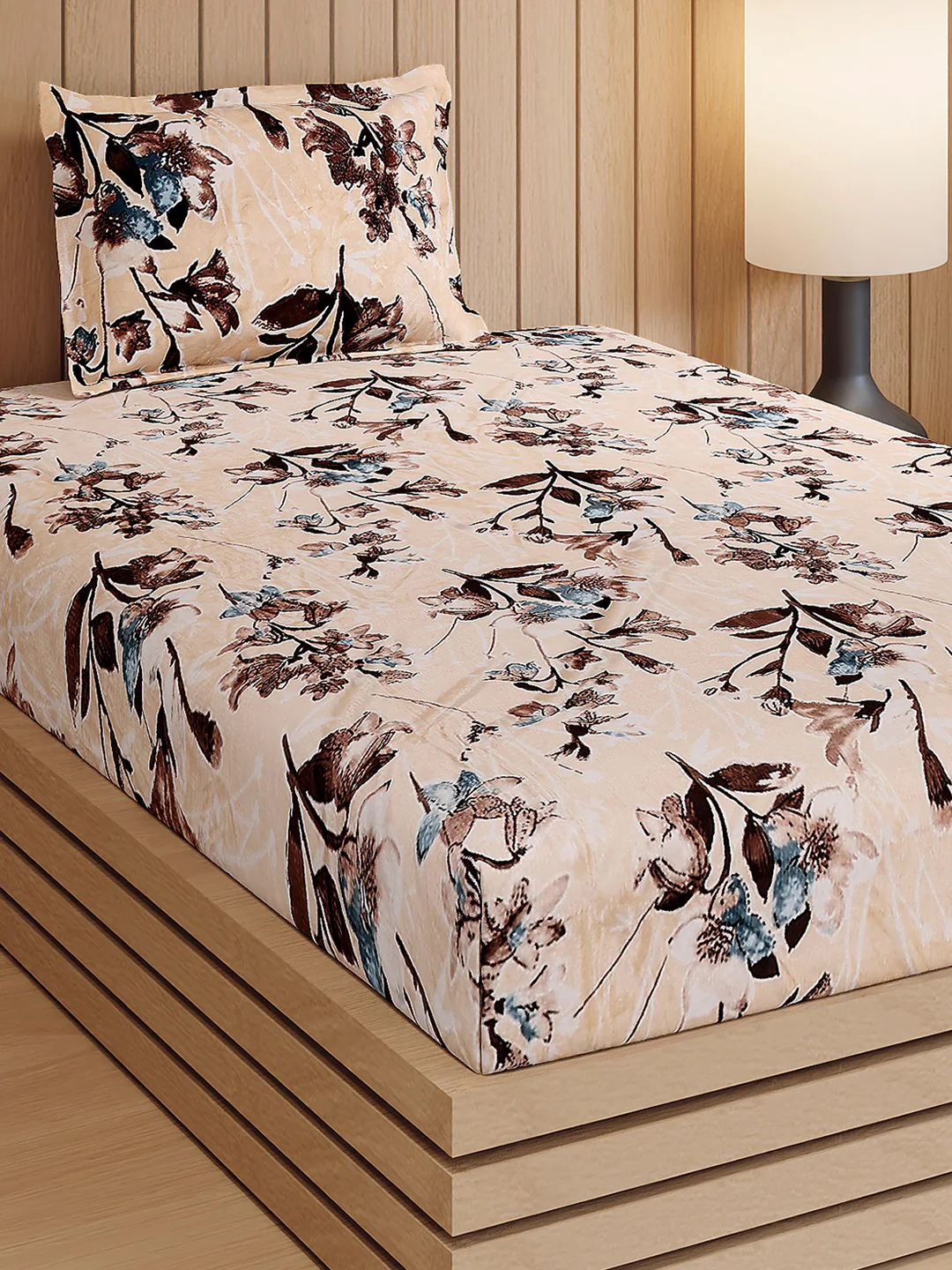 353 GSM Polyester Single Bed 1 Bedsheet with 1 Pillow Cover (Ira)