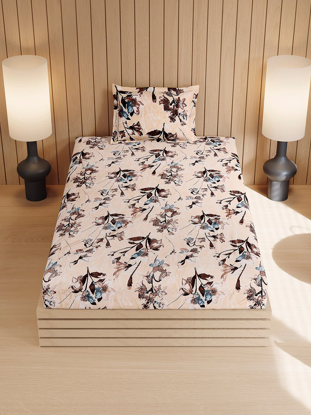 353 GSM Polyester Single Bed 1 Bedsheet with 1 Pillow Cover (Ira) - Image 3