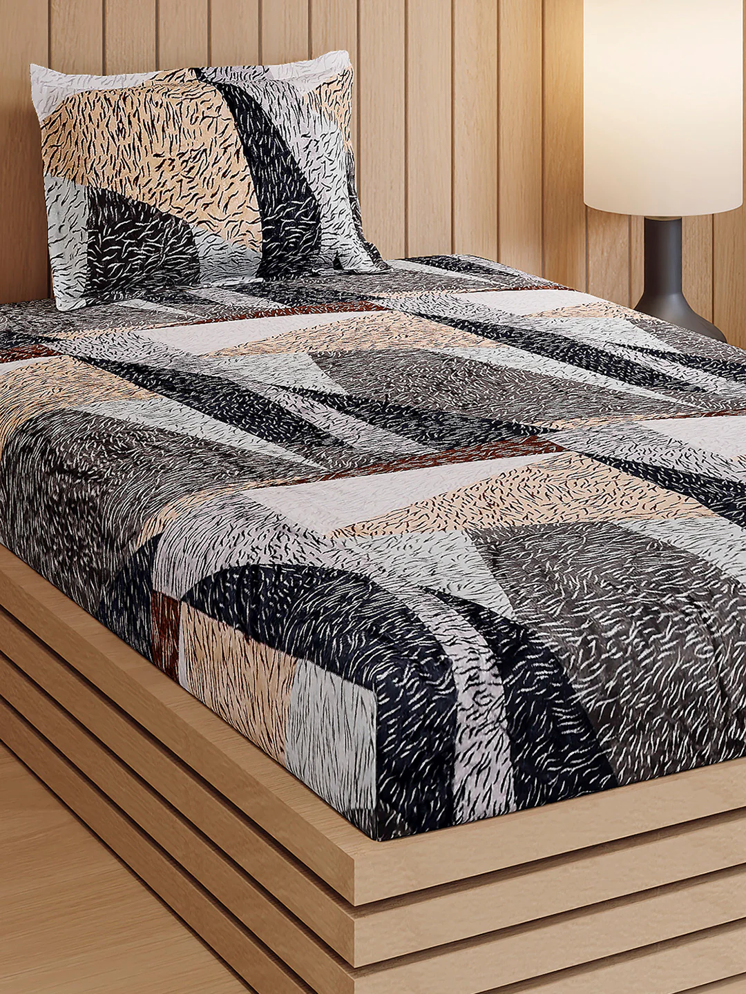 353 GSM Polyester Single Bed 1 Bedsheet with 1 Pillow Cover (Ira)