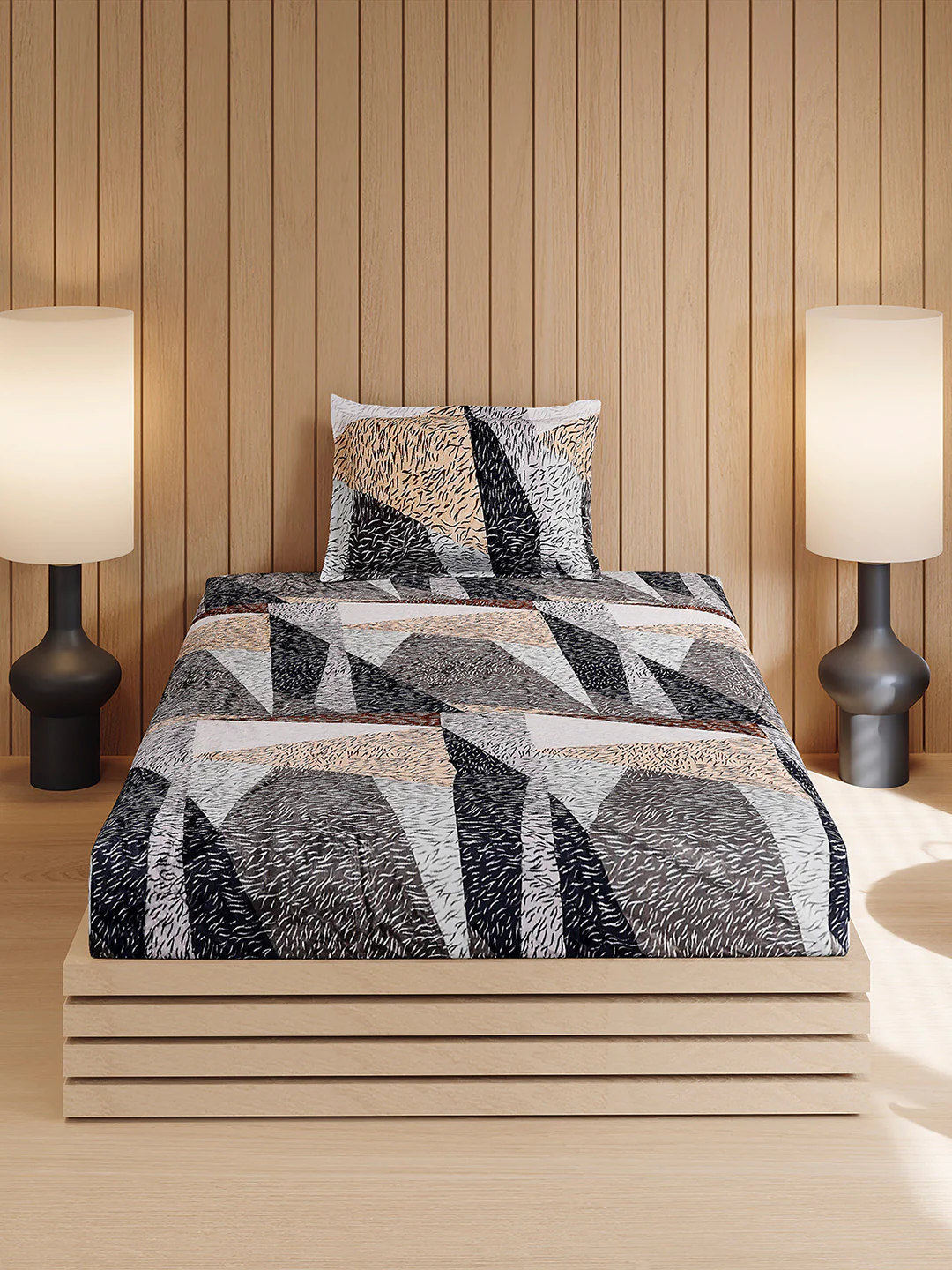 353 GSM Polyester Single Bed 1 Bedsheet with 1 Pillow Cover (Ira) - Image 2