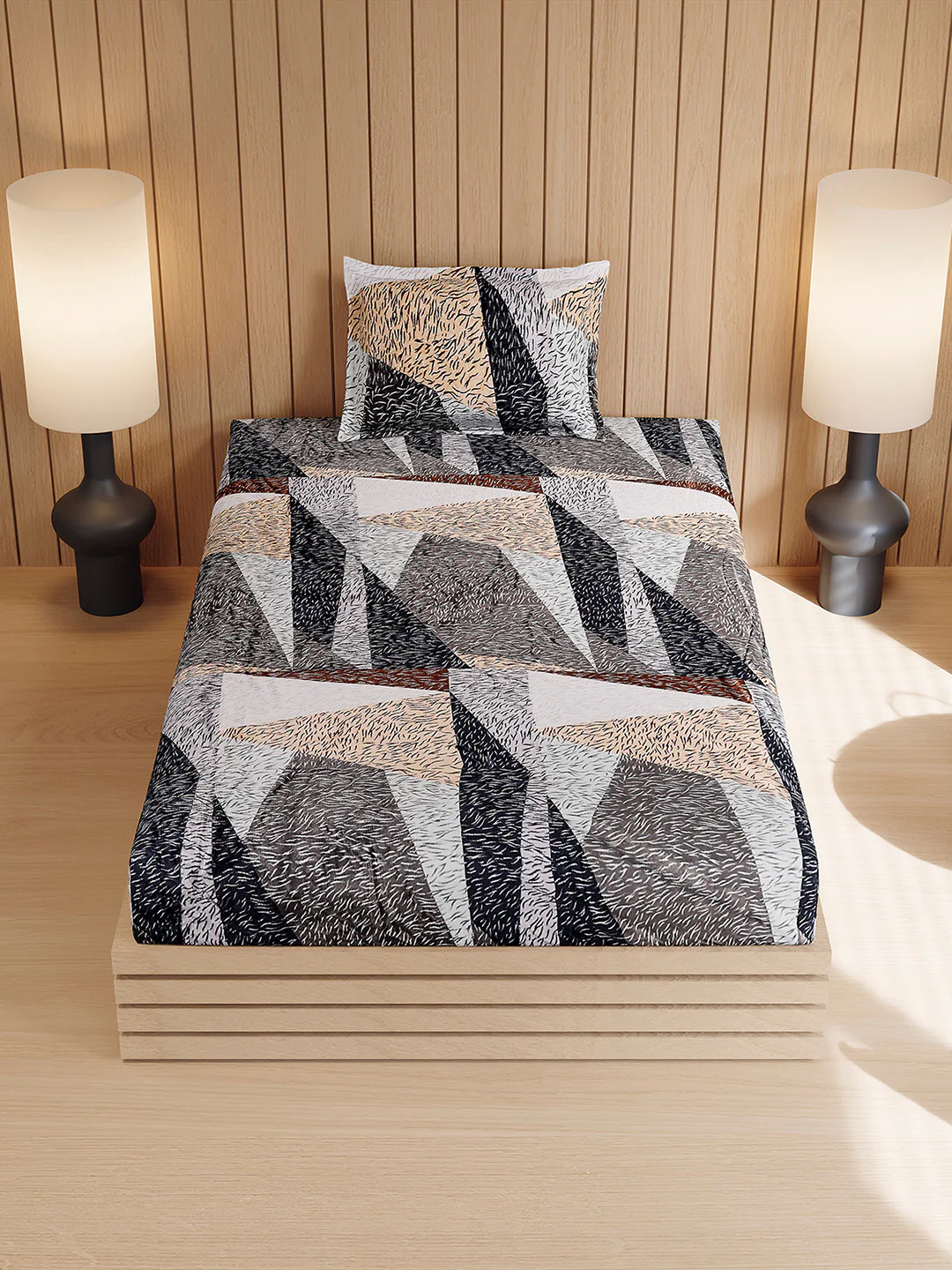 353 GSM Polyester Single Bed 1 Bedsheet with 1 Pillow Cover (Ira) - Image 3