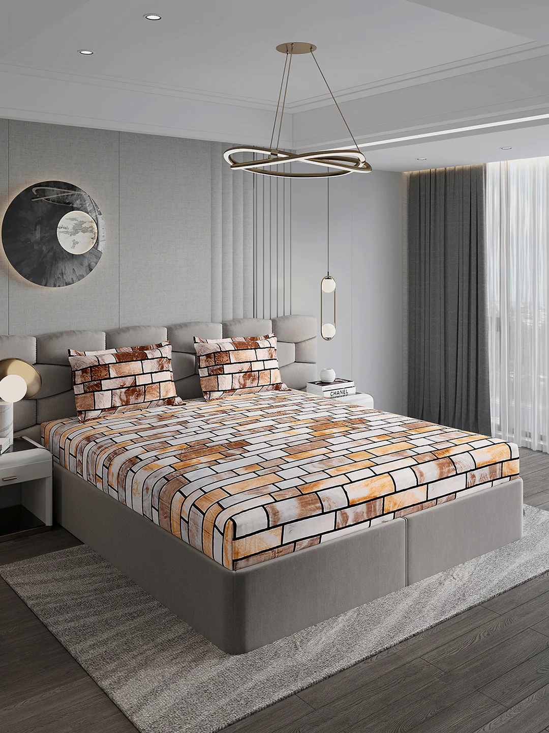 371 GSM Polyester King Bed 1 Bedsheet with 2 Pillow Cover (Rubina King) - Image 4