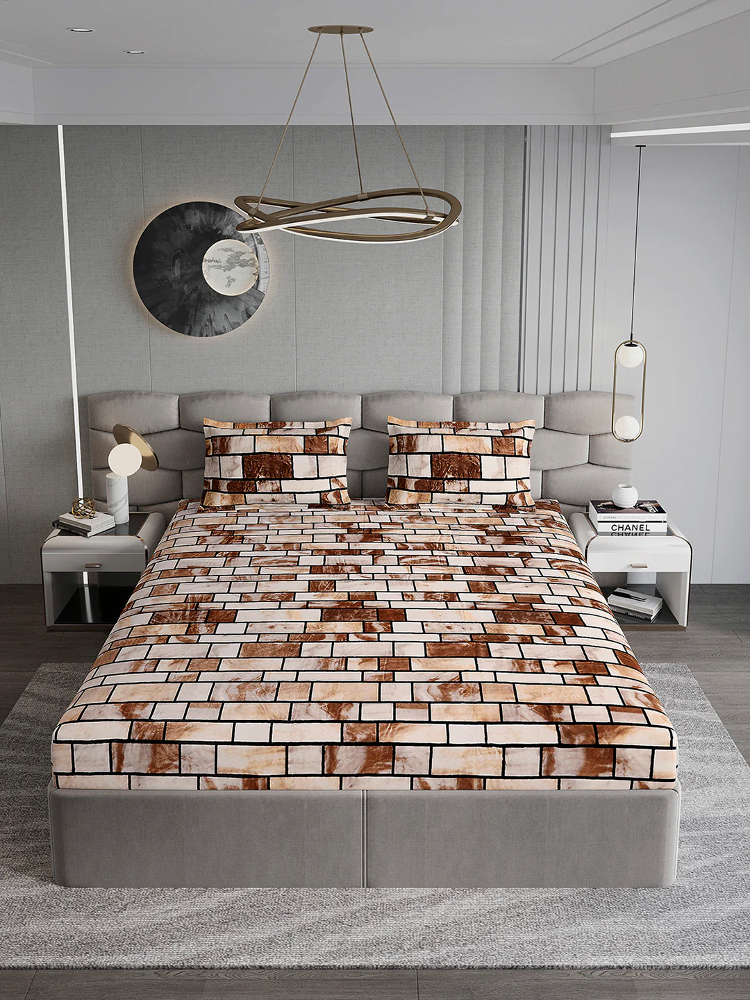 371 GSM Polyester King Bed 1 Bedsheet with 2 Pillow Cover (Rubina King) - Image 3