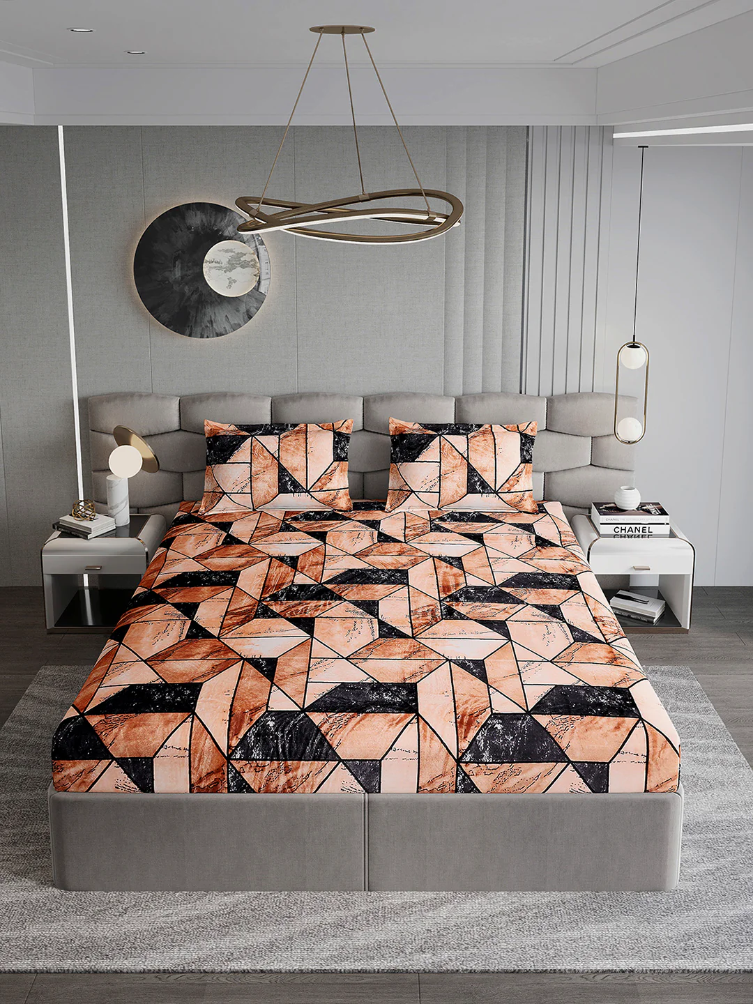 371 GSM Polyester King Bed 1 Bedsheet with 2 Pillow Cover (Rubina King) - Image 3