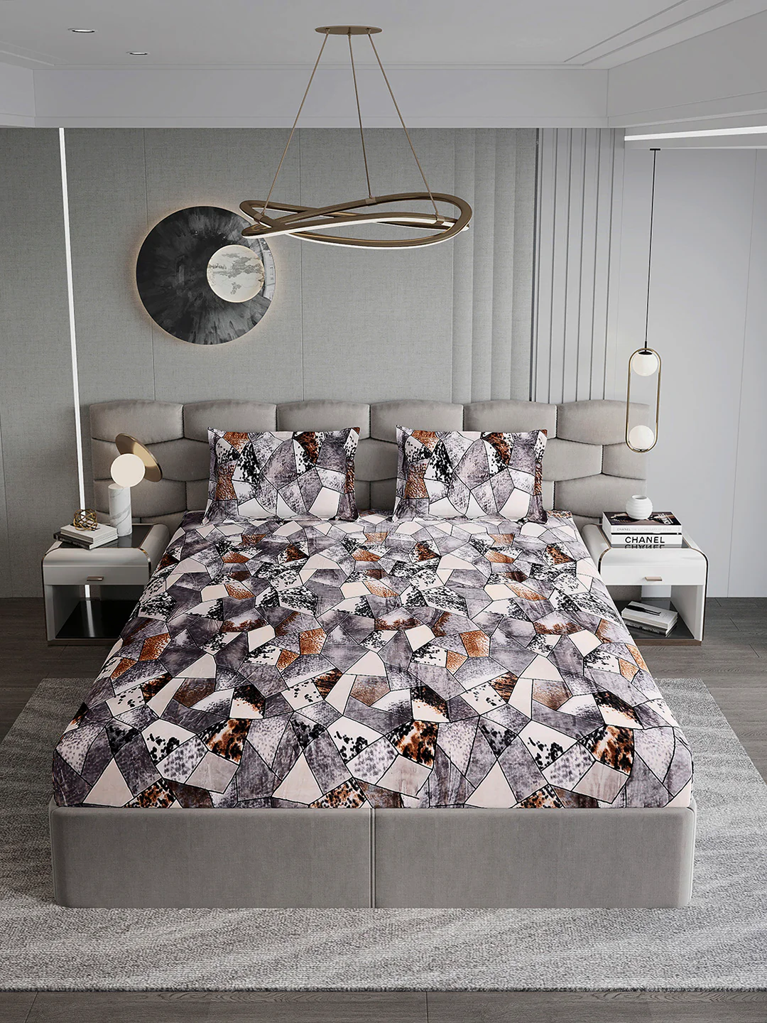 371 GSM Polyester King Bed 1 Bedsheet with 2 Pillow Cover (Rubina King) - Image 3
