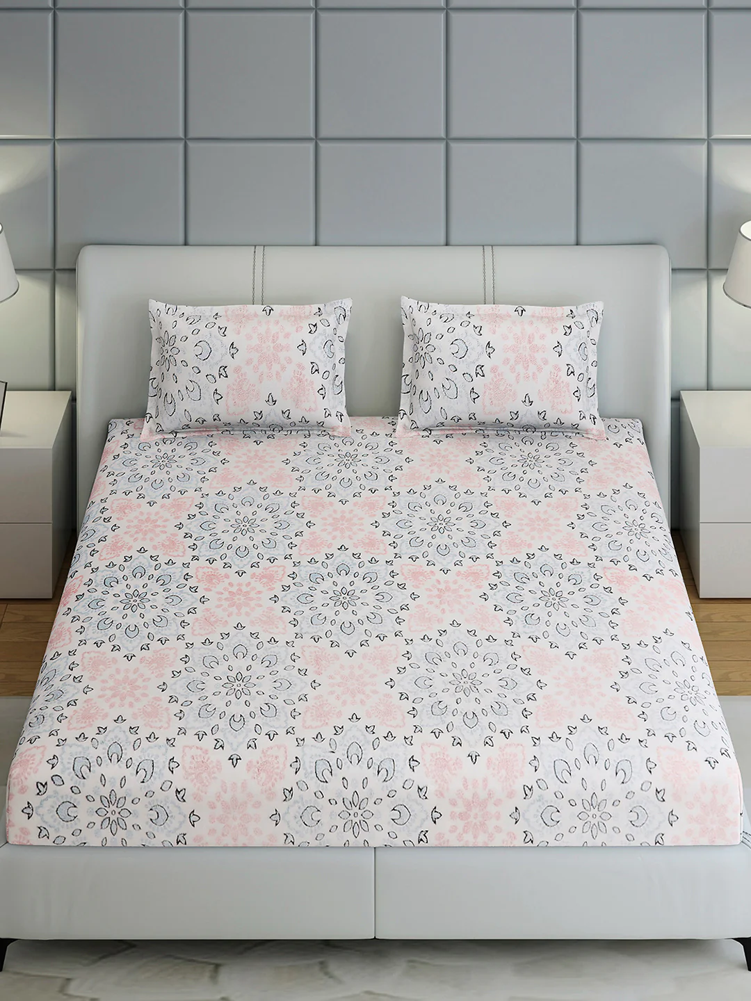 378 GSM Polyester King Bed 1 Bedsheet with 2 Pillow Cover (Hill Top) - Image 3