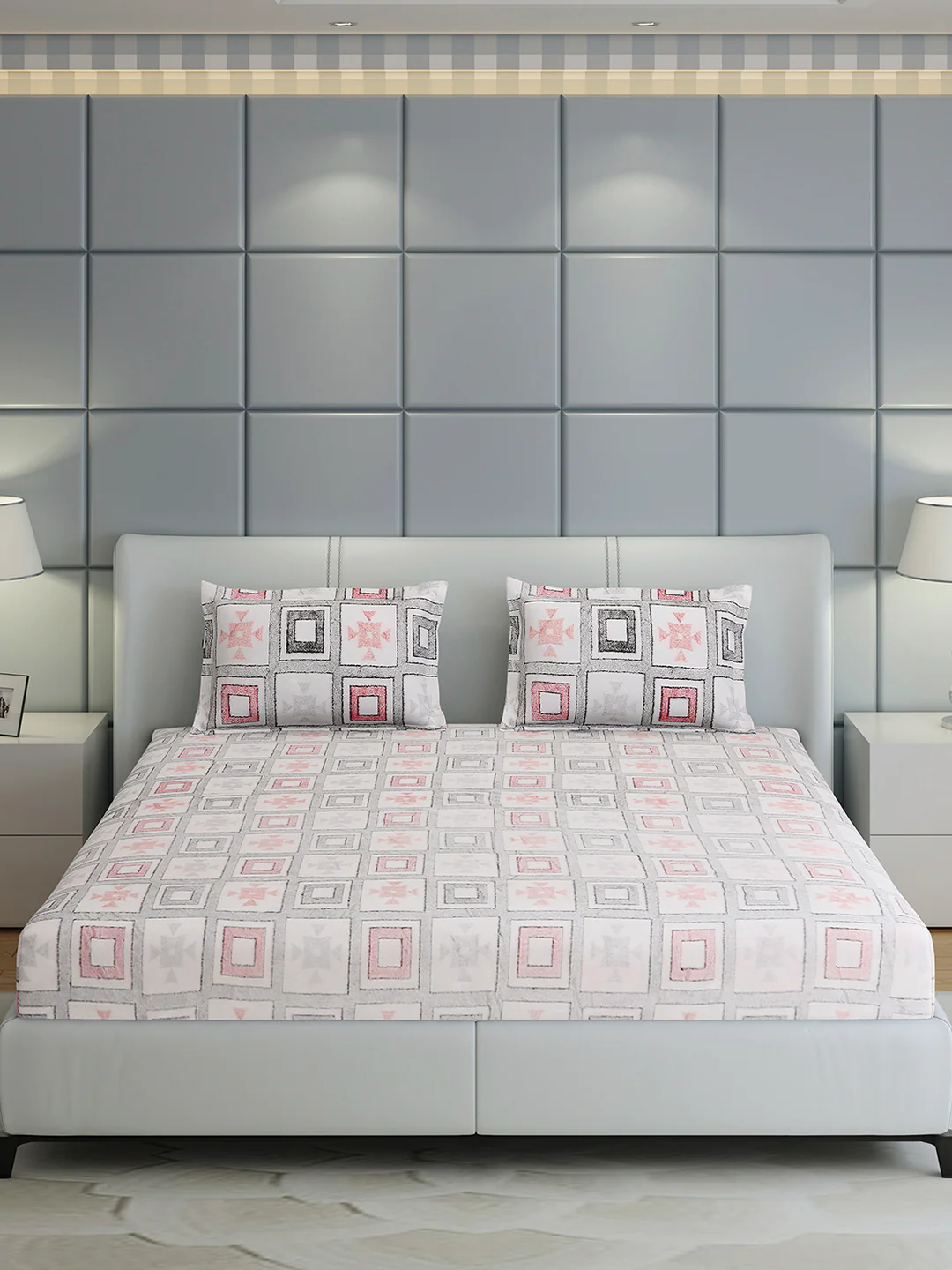378 GSM Polyester King Bed 1 Bedsheet with 2 Pillow Cover (Hill Top) - Image 2