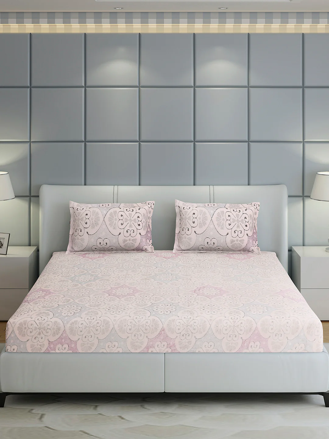 378 GSM Polyester King Bed 1 Bedsheet with 2 Pillow Cover (Hill Top) - Image 2