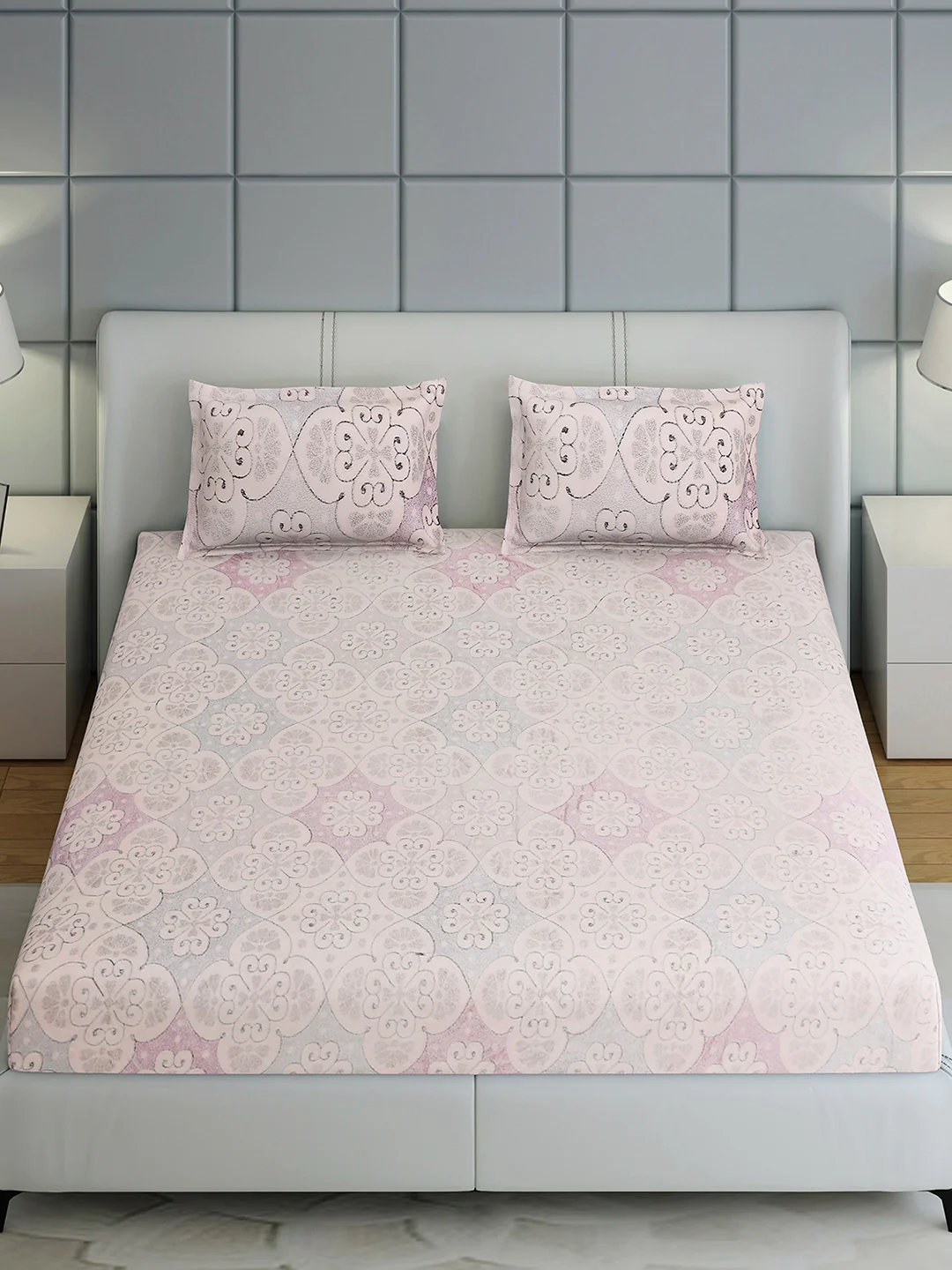 378 GSM Polyester King Bed 1 Bedsheet with 2 Pillow Cover (Hill Top) - Image 3