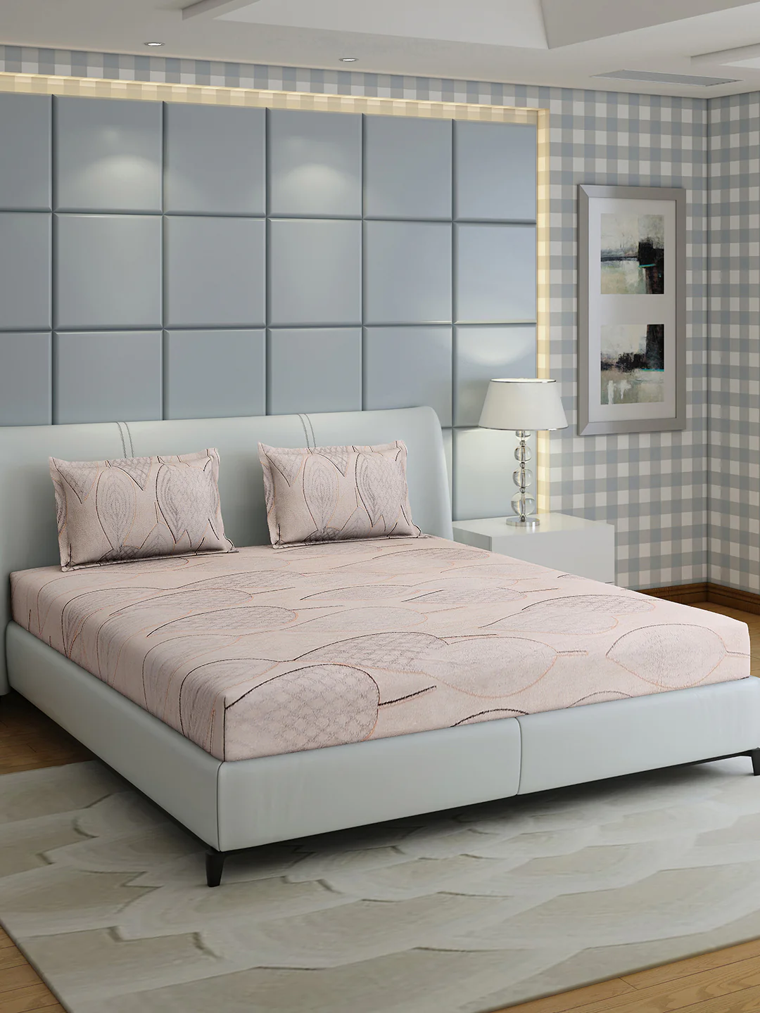 378 GSM Polyester King Bed 1 Bedsheet with 2 Pillow Cover (Hill Top) - Image 4