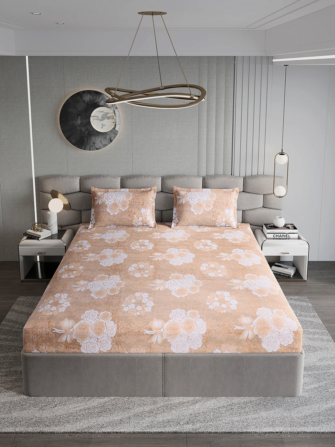 393 GSM Polyester King Bed 1 Bedsheet with 2 Pillow Cover (Golden Choice) - Image 3