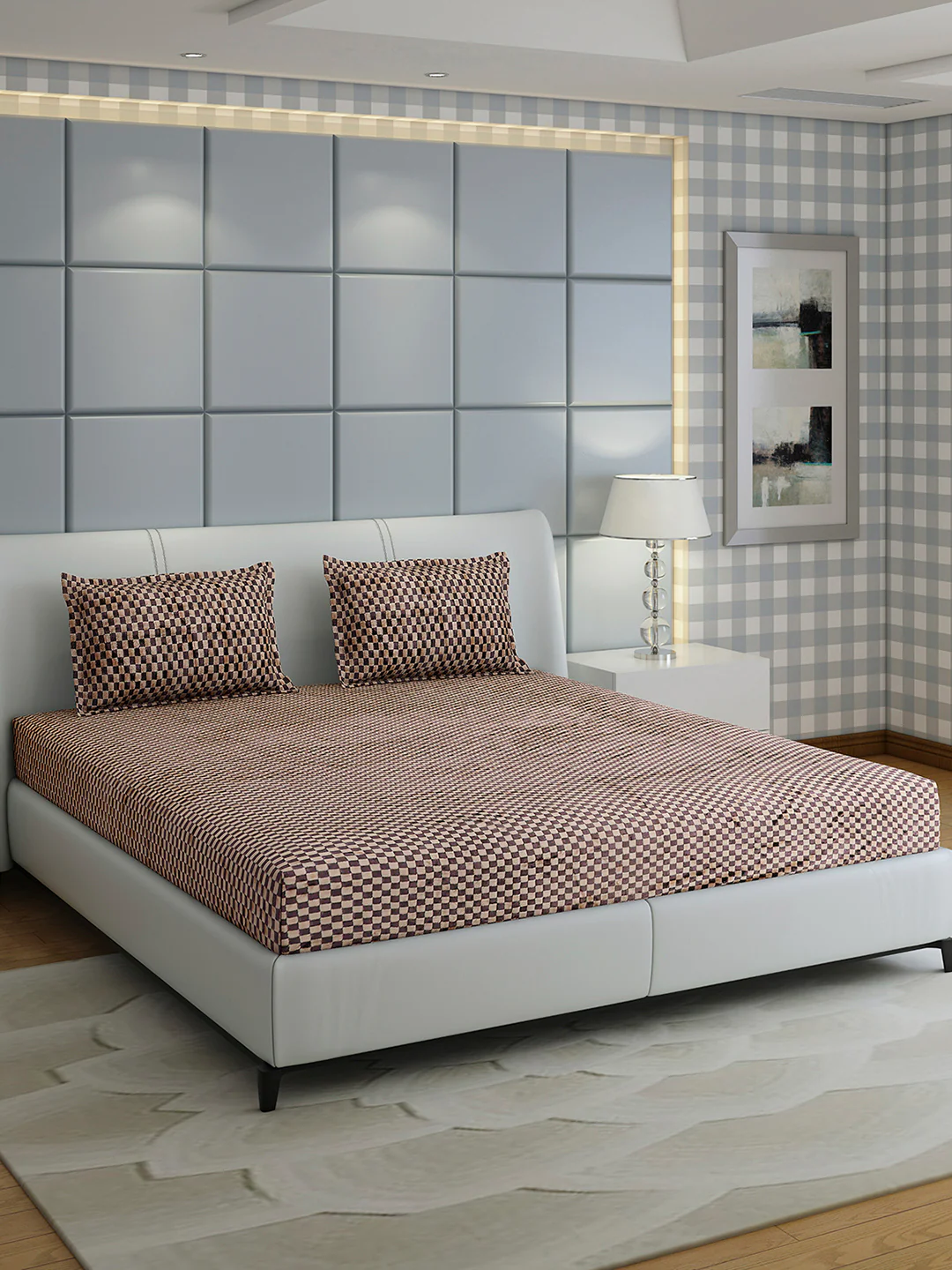 300 GSM Polyester King Bed 1 Bedsheet with 2 Pillow Cover (Seven Seas) - Image 4