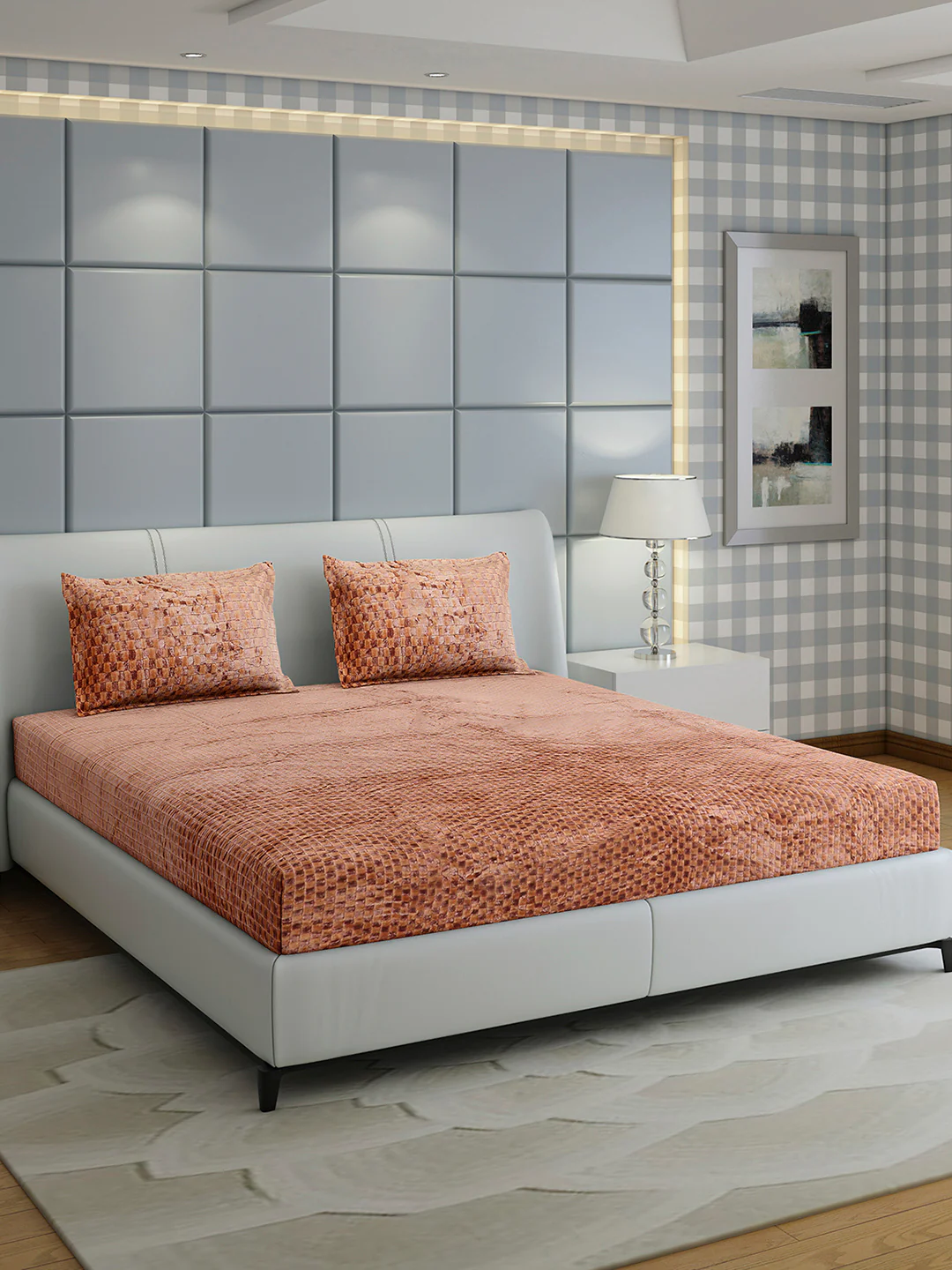 300 GSM Polyester King Bed 1 Bedsheet with 2 Pillow Cover (Seven Seas) - Image 4