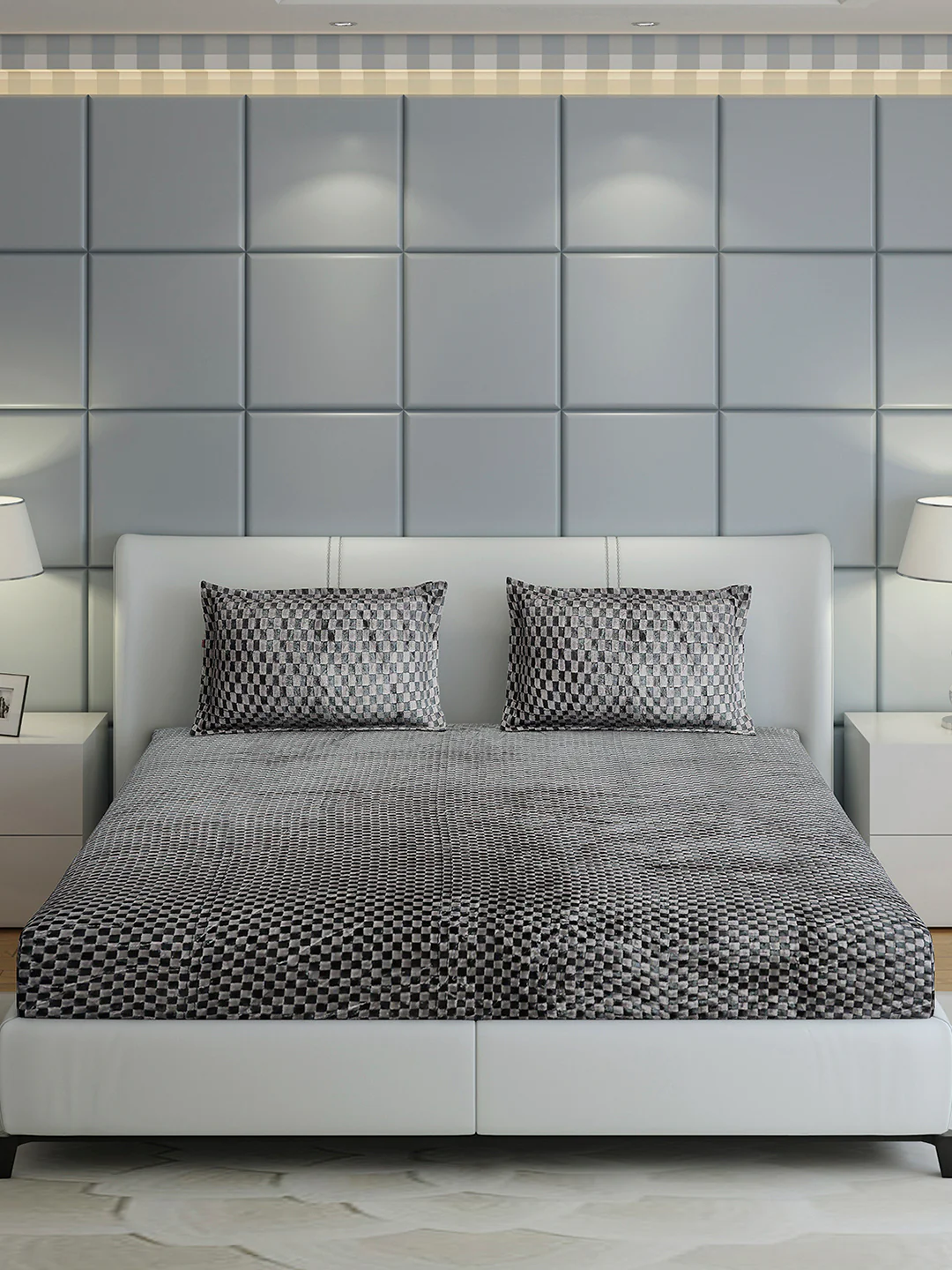 300 GSM Polyester King Bed 1 Bedsheet with 2 Pillow Cover (Seven Seas) - Image 2
