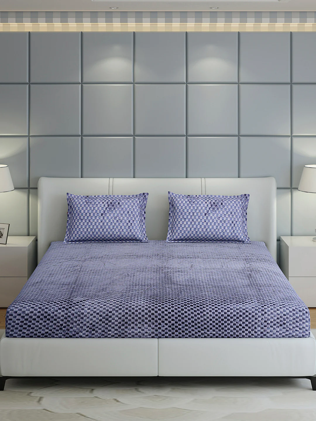 300 GSM Polyester King Bed 1 Bedsheet with 2 Pillow Cover (Seven Seas) - Image 2