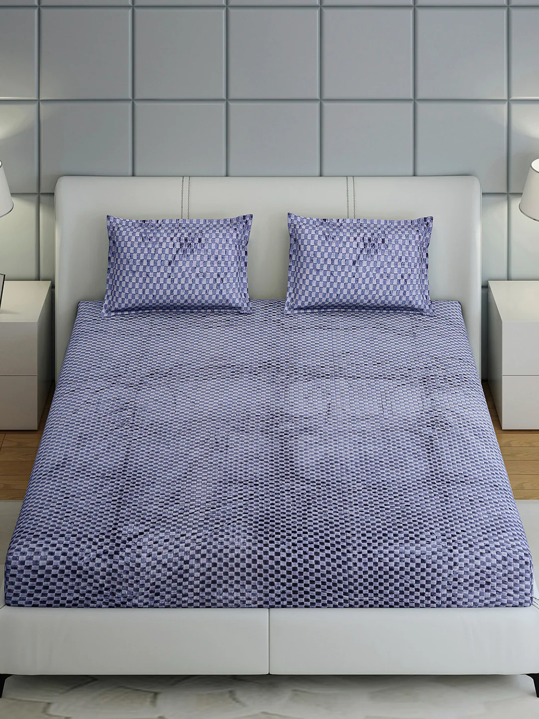 300 GSM Polyester King Bed 1 Bedsheet with 2 Pillow Cover (Seven Seas) - Image 3